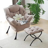 Welnow Lazy Chair with Ottoman, Modern Lounge Accent Chair with Armrests and a Side Pocket, Leisure Sofa Armchair, Reading Armchair with Footrest for Small Space, Dark Grey