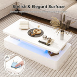 oneinmil Modern LED Coffee Table, 40" Living Room Tables with 16 Colors LED Lights, Double-Layer Design, Stylish Coffee Tables for Living Room, Black