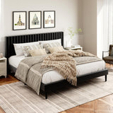 HAOARA King Size Bed Frame,King Size Platform Bed Frame and Velvet Upholstered Headboard with Strong Wood Slats, Box Spring Optional, Mattress Foundation, Easy Assembly Beige