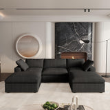 160.6" Cloud Couch Modular Sectional Sofa for Livingroom,Oversized Convertible Sofa with Storage Ottomans,6 Seat Wide Couches,Cushion Covers Removable (Khaki, 6 Seater)