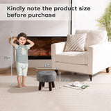 oakvivo 13in Small Foot Stool Ottoman, Round Faux Leather Foot Rest for Couch, Under Desk Pouf Footstool Footrest with Non-Skid Rubber Legs for Ling Room, Bedroom, 13''L x 13''W x 10.2''H, Green