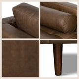 POLY & BARK Napa 72" Apartment Sofa – Italian-Tanned Full-Grain Pure-Aniline or Semi-Aniline Leather, Feather-Down Cushioning, Kiln-Dried Solid Wood Frame, Walnut Legs - Cognac Tan