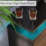 AMERLIFE Fireplace TV Stand with 36" Fireplace, 70" Modern High Gloss Fireplace Entertainment Center LED Lights, 2 Tier TV Console Cabinet for TVs Up to 80", Obsidian Black