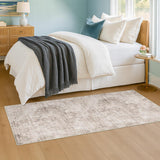 Neutral Living Room Rug - 10x14 Farmhouse Beige Brown Large Area Rug for Dining Room, Bedroom, Low Pile Lightweight Washable