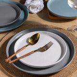 AmorArc Ceramic Dinnerware Sets for 8, 24 Pieces Handpainted Plates and Bowls Set with Rustic Terracotta Underside, Scratch Resistant Stoneware Dishes Set, Dishwasher & Microwave Safe, Light Beige