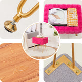 Wimarsbon Storage Ottoman, Vanity Stools with Metal Legs, 16.5" x 11.8" x 18" Modern Faux Mink Fur Footstool, Makeup Chair with Anti-Slip Feet, Accent Table,Footrest,Storage Bench for Bedroom