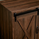 AMERLIFE Fireplace TV Stand with Sliding Barn Door for TVs up to 73", Farmhouse 63" Fireplace Entertainment Center with Storage Cabinets/Adjustable Shelves, Distressed White & Barnwood