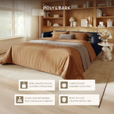 POLY & BARK Napa 72" Apartment Sofa – Italian-Tanned Full-Grain Pure-Aniline or Semi-Aniline Leather, Feather-Down Cushioning, Kiln-Dried Solid Wood Frame, Walnut Legs - Cognac Tan