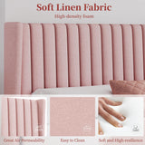 Yaheetech King Bed Frame Upholstered Platform Bed with Fabric Headboard, Wing Edge Design/Non-Slip and Noise-Free/Wooden Slats Support/No Box Spring Needed/Easy Assembly, Ivory King Bed