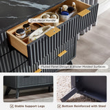 T4TREAM Fluted 7 Drawers Dresser, 54" Wide Modern Chest of Drawers with Faux Marble Top, Curved Profile Design, Dresser TV Stand, Wood Drawer Organizer for Bedroom, Living Room, Hallway, Natural Oak