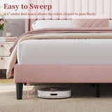 Yaheetech King Bed Frame Upholstered Platform Bed with Fabric Headboard, Wing Edge Design/Non-Slip and Noise-Free/Wooden Slats Support/No Box Spring Needed/Easy Assembly, Ivory King Bed