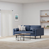 POLY & BARK Napa 72" Apartment Sofa – Italian-Tanned Full-Grain Pure-Aniline or Semi-Aniline Leather, Feather-Down Cushioning, Kiln-Dried Solid Wood Frame, Walnut Legs - Cognac Tan