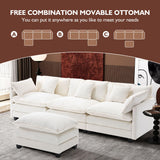 Ihanherry 146" U-Shaped Modern Sofa Modular Sectional Cloud Couch with 2 Ottoman, 6-Seat Chenille Deep Seat Sofa with 6 Pillows for Living Room, Bedroom and Apartment, Grey