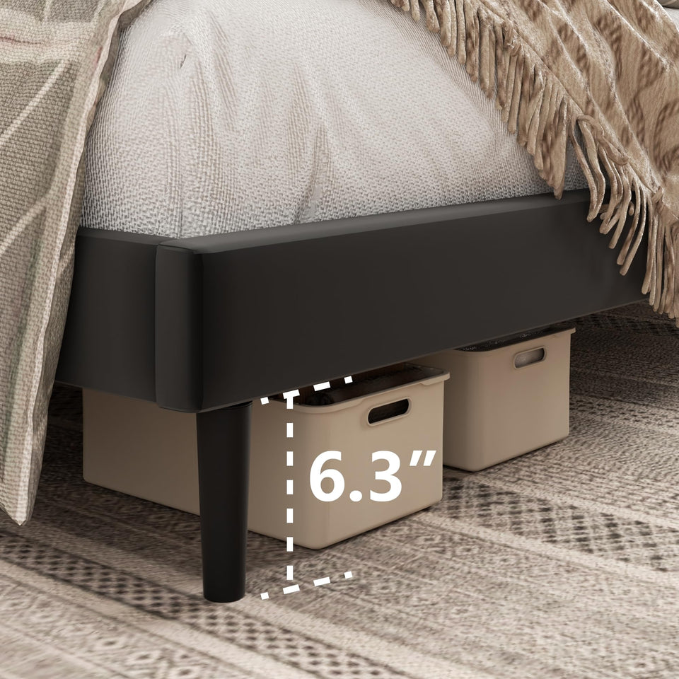 HAOARA King Size Bed Frame,King Size Platform Bed Frame and Velvet Upholstered Headboard with Strong Wood Slats, Box Spring Optional, Mattress Foundation, Easy Assembly Beige