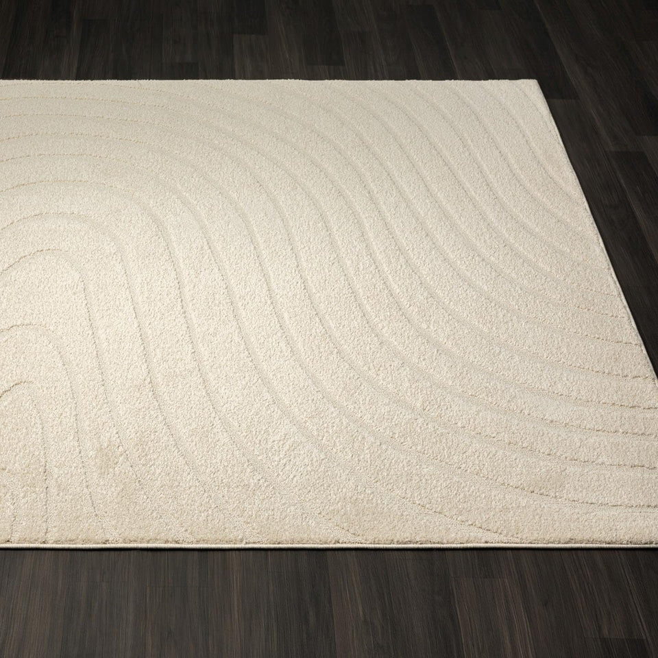 LUXE WEAVERS Modern Geometric Wave Cream 9x12 Area Rug
