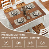 POWERSTONE Dining Table Set for 4, Kitchen Table Chairs Set of 4 with Rubber Wood Legs, Farmhouse 5 Piece Dining Table Set Solid Wood for Kitchen Dining Room Dinner (Brown)