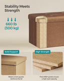 SONGMICS MAZIE Collection - 43 Inches Folding Storage Ottoman Bench, Ottoman with Storage, Foot Rest Stool, Load 660 lb, for Living Room, Synthetic Leather, Black ULSF701