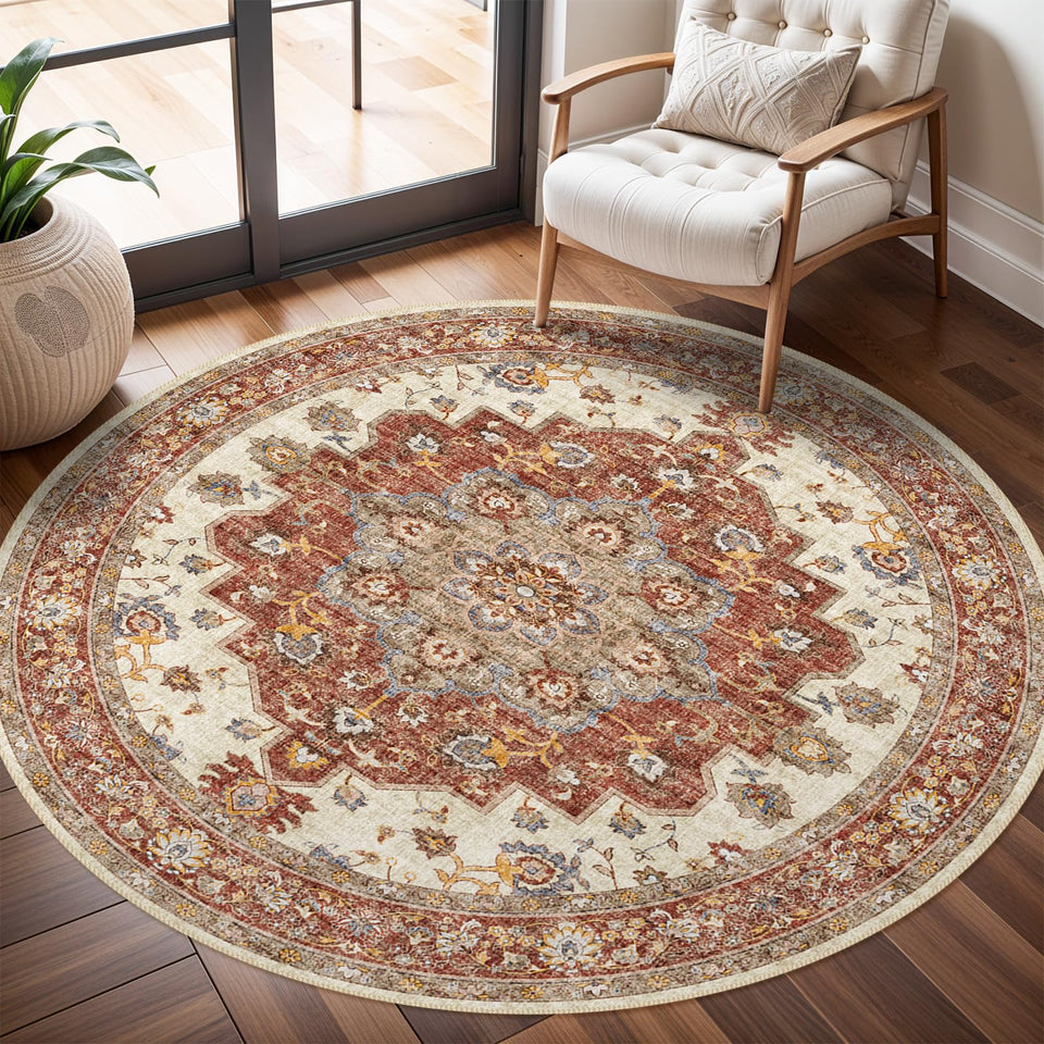 TOPRUUG Washable Oriental Area Rug - 12x15 Rugs for Living Room Soft Carpet for Bedroom Waterproof Floral Distressed Indoor Stain Resistant Non-Shedding Floor Carpets (Green, 12x15)