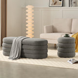 Busaurus Storage Ottoman Bench 49.2 Inch Upholstered Fabric Storage Bench for Bedroom End of Bed Aesthetic Large Oval Ottoman for Living Room Entryway (Ivory)