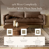 POLY & BARK Napa 72" Apartment Sofa – Italian-Tanned Full-Grain Pure-Aniline or Semi-Aniline Leather, Feather-Down Cushioning, Kiln-Dried Solid Wood Frame, Walnut Legs - Cognac Tan