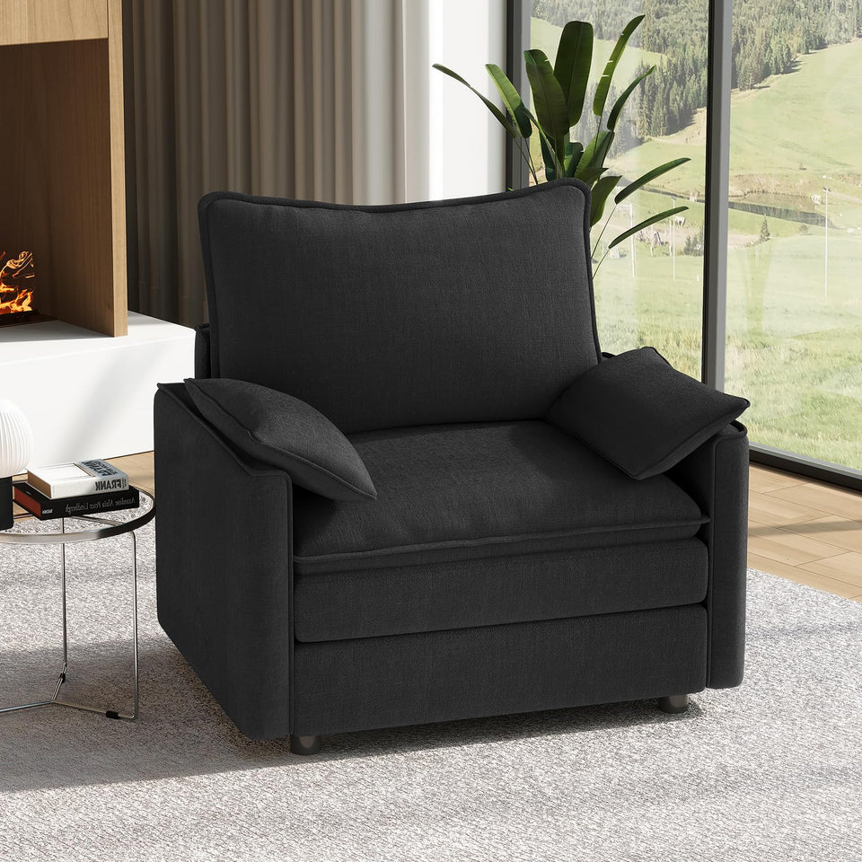 Vesgantti 142" U Shaped Sectional Couch, Comfy Cloud Modular Sectional Sofa with 2 Ottoman Deep Seat Chenille Modern Cloud Sofa, Modular Sofas for Living Room, Bedroom and Apartment, Beige