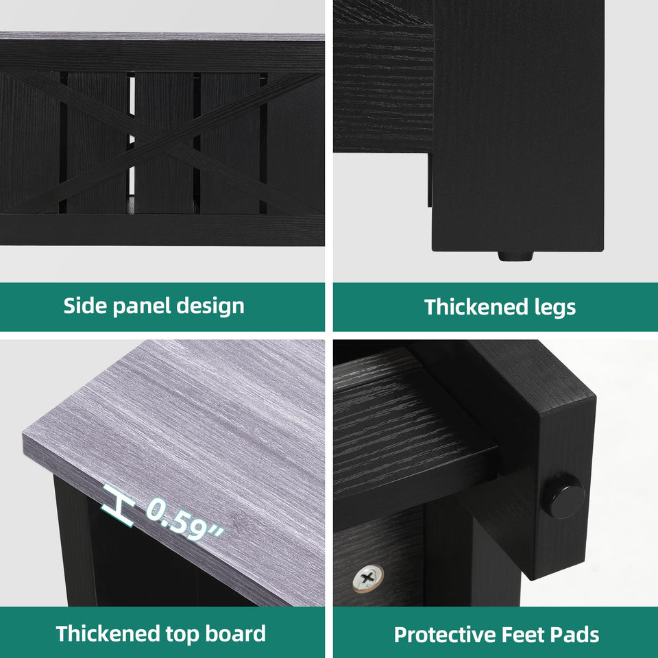 YITAHOME Coffee Table Farmhouse Coffee Table with Storage Rustic Wood Cocktail Table, Square Coffee Tables for Living Meeting Room with Half Open Storage Compartment, Grey Wash