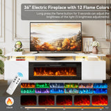 OneBlis 70" TV Stand for Living Room, Modern Entertainment Center & Media Console, Fits TVs up to 80", Storage Cabinet with Shelves, 36" Electric Fireplace with LED Flame (All Black)