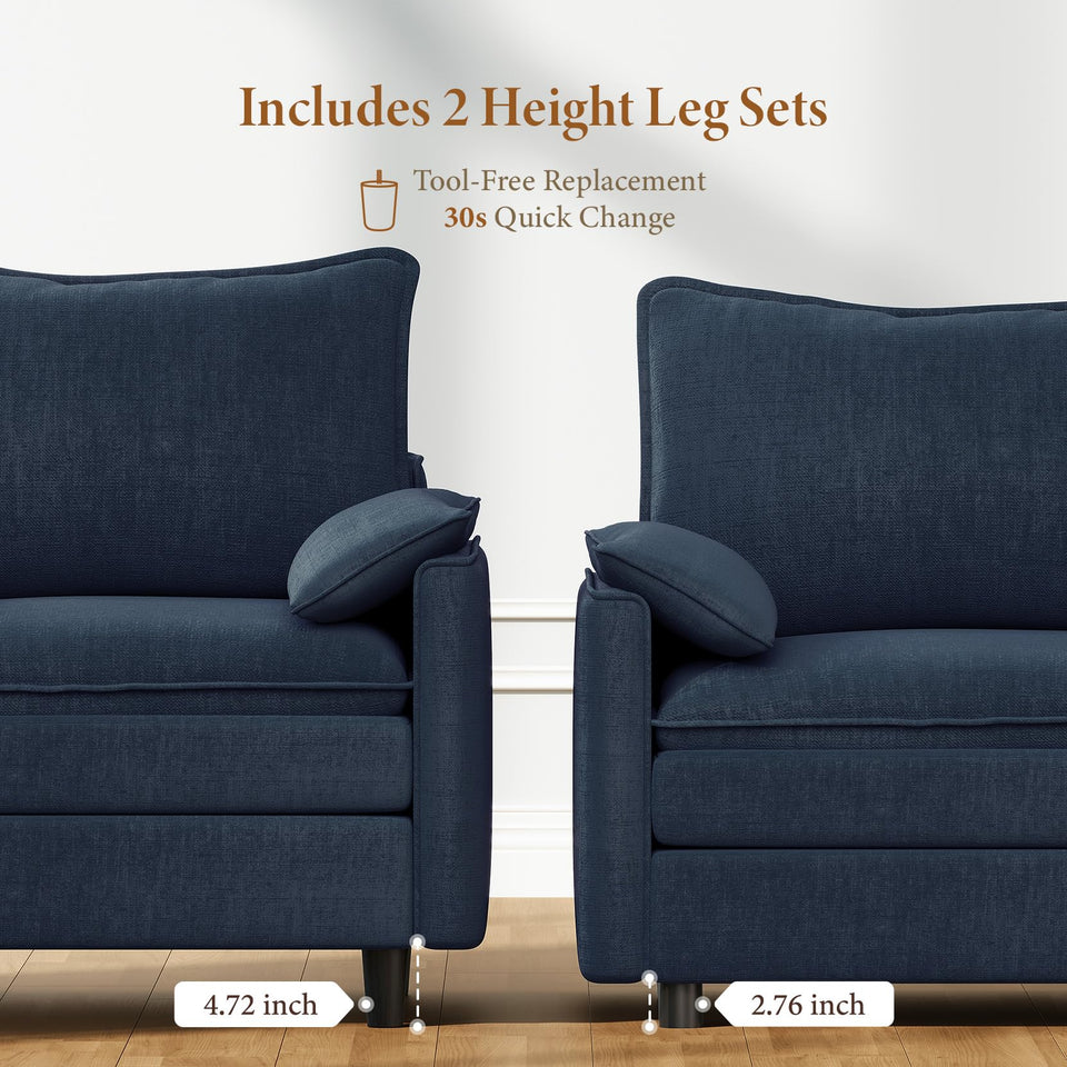 Vesgantti 142" U Shaped Sectional Couch, Comfy Cloud Modular Sectional Sofa with 2 Ottoman Deep Seat Chenille Modern Cloud Sofa, Modular Sofas for Living Room, Bedroom and Apartment, Beige