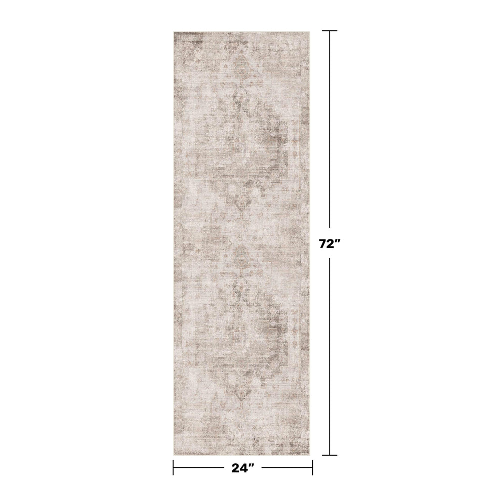 Neutral Living Room Rug - 10x14 Farmhouse Beige Brown Large Area Rug for Dining Room, Bedroom, Low Pile Lightweight Washable