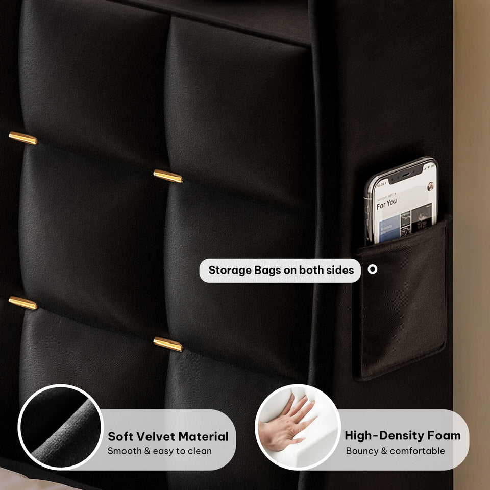 YITAHOME King Size Bed Frame with 3 Storage Drawers and RGB LED Lights, Velvet Upholstered Bed with Charging Station and Storage Headboard, No Box Spring Needed, Easy Assembly, Noise-Free, Grey