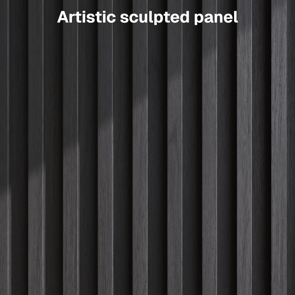 BELLEZE 65 Inch Fluted Buffet Cabinet with Storage, Symmetrical Arc Accent Sideboard Large Console Table for Dining Room, Kitchen, and Living Room (Caramel Brown)