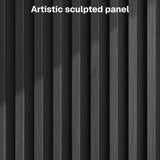 BELLEZE 65 Inch Fluted Buffet Cabinet with Storage, Symmetrical Arc Accent Sideboard Large Console Table for Dining Room, Kitchen, and Living Room (Caramel Brown)