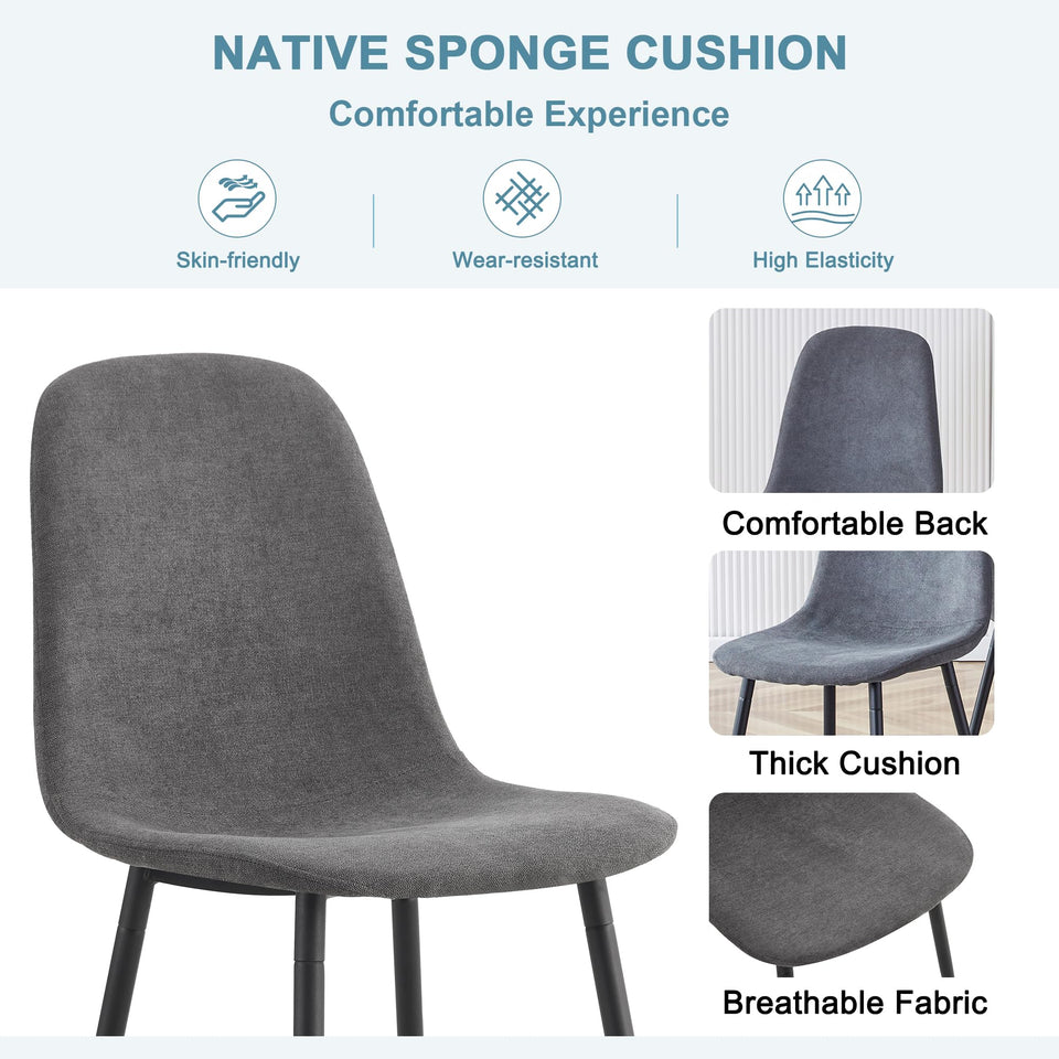 MUUOKY Dining Table Set for 4, Modern 55'' Wood Dinette Table Set for 4 with Fabric Dining Chairs,Table and Chairs Set of 4,Ideal for Kitchen Dining Room