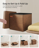 SONGMICS MAZIE Collection - 43 Inches Folding Storage Ottoman Bench, Ottoman with Storage, Foot Rest Stool, Load 660 lb, for Living Room, Synthetic Leather, Black ULSF701