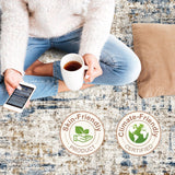 12x15 Area Rug for Living Room – Large Modern Neutral Abstract Thin Washable Carpet, Soft Low Pile Non-Slip Stain-Resistant for Bedroom Dining Room Home Office (Beige Grey)