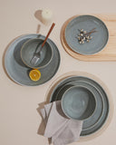 Pokini 24 Piece Dinnerware Sets for 8, Modern Stoneware Plates and Bowls Setst, Perfect for Family Gatherings & Holiday Celebrations, Easy Cleaning Dishes Set, Stack Compactly Dishware, Brown Green