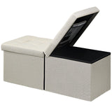 AmasSmile Footrest Ottoman Bench with Storage,34Inch Black Leather Footstool, Coffee Table, Padded Seat, Storage Chest,Blanket Store with Flipping Lid for Livingroom and Bedroom