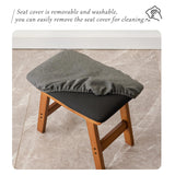 Foot Stool,Ottoman,Bamboo Small Sofa Foot Rest Under Desk,Extra Seating for Living Room, Bedroom and Kitchen(Brown Stool Legs - Beige Surface)