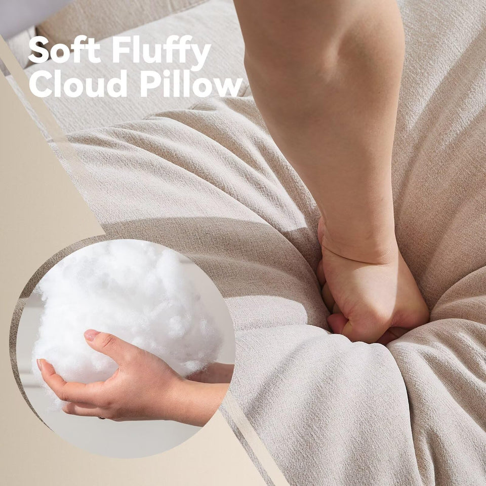 Siiejia Modular Sectional Sofa Modern Oversized Cloud Couch with Movable Ottoman 7 Seater L-Shaped Sofas Comfy Couches for Living Room Spacious Space Office Lounge, Beige