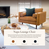 POLY & BARK Napa 72" Apartment Sofa – Italian-Tanned Full-Grain Pure-Aniline or Semi-Aniline Leather, Feather-Down Cushioning, Kiln-Dried Solid Wood Frame, Walnut Legs - Cognac Tan