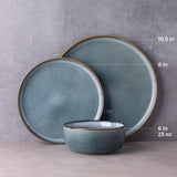 GBHOME Ceramic Dinnerware Sets for 8, 24 Pieces Stoneware Plates and Bowls Sets, Scratch Resistant Dishes, Dishwasher & Microwave Safe, Reactive Glaze-Green Wheat