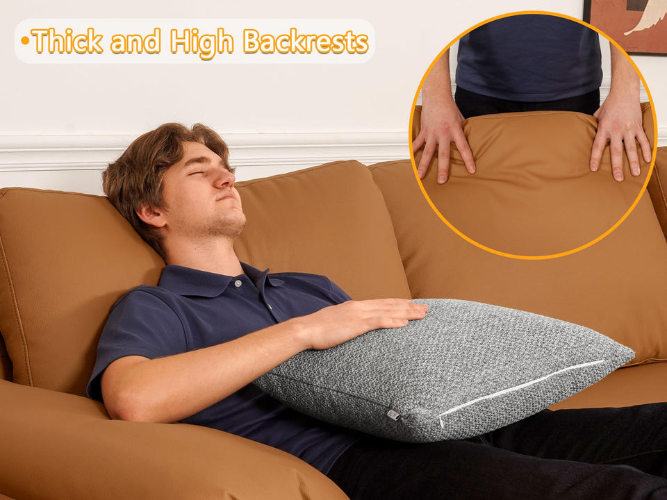 EASE MOOSE Leather Sectional Couch, Oversized Modular Sectional Sofas, Wide Deep Seat Modular Couch, Scratch Resistant Faux Leather Material, L Shaped Sofa for Big Spaces,Beige