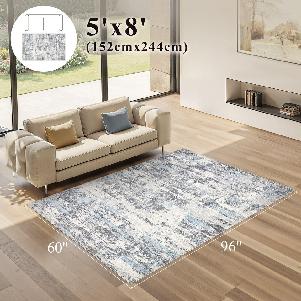 Area Rugs for Living Room: 12x15 Abstract Washable Rug Modern Neutral Large Soft Stain Resistant Non-Slip Backing Machine Table for Bedroom Dining Room Indoor Home Office Carpet - Gold Brown