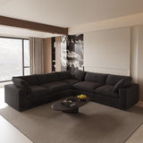 160.6" Cloud Couch Modular Sectional Sofa for Livingroom,Oversized Convertible Sofa with Storage Ottomans,6 Seat Wide Couches,Cushion Covers Removable (Khaki, 6 Seater)