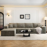 135.4" Cloud Modular Sectional Couch with 1 Ottoman,Modern Minimalist Upholstered Couches, Comfort U Shaped Sofa for Living Room,Deep Seat Corner Couch，No Assembly Required (Black,Left Facing Chaise)