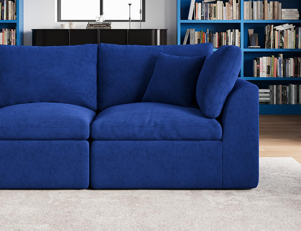 ohllob Oversized Cloud Couches for Living Room, Convertible Sectional Couch with Ottoman, 7 Seater Large Modular Sectional Sofa, Warm White