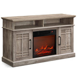BELLEZE Traditional 58" Rustic TV Stand with 23" Electric Fireplace Heater with Sound, Media Entertainment Center Console Table for TV up to 65" with Open Storage Shelves and Cabinets - Espresso