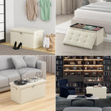 DocSafe Storage Ottoman with Lock,Fireproof Folding Ottoman Foot Rest Stool Storage Chest with Storage Safe for Important Documents,Waterproof 17 Inches Short Ottoman Foot Stool with Handles,Black