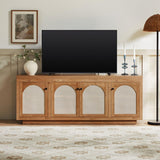 Walker Edison Sasha 4-Door Reeded Sideboard Buffet with Cord Management, 70 Inch, Coastal Oak