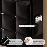 YITAHOME King Size Bed Frame with 4 Drawers and RGB LED Lights, Velvet Upholstered Platform Bed with Charging Station and Storage Headboard, No Box Spring Needed, Easy Assembly, Noise-Free, Black